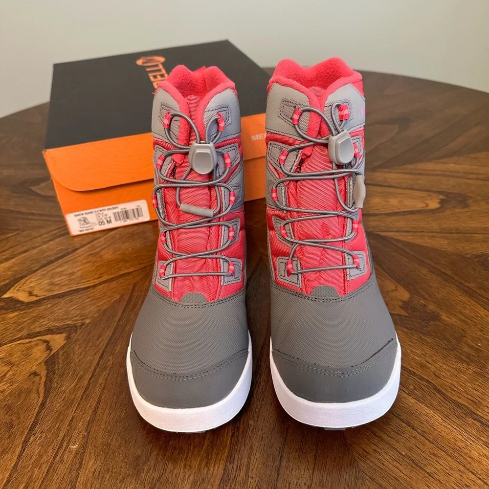 Merrell Girls Waterproof Snow Winter Boots Grey Pink